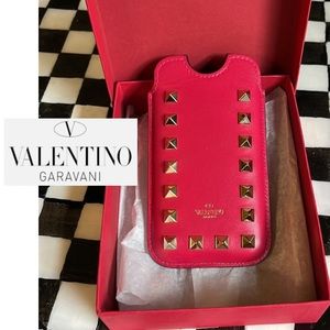 Authentic Valentino Garavani Rock Stud Leather Phone/Card Case
